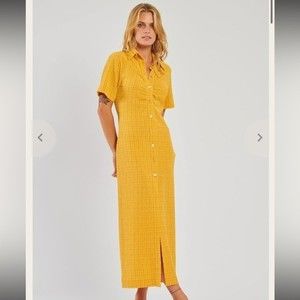 Nanushka Sabri Midi Dress In Yellow Check
